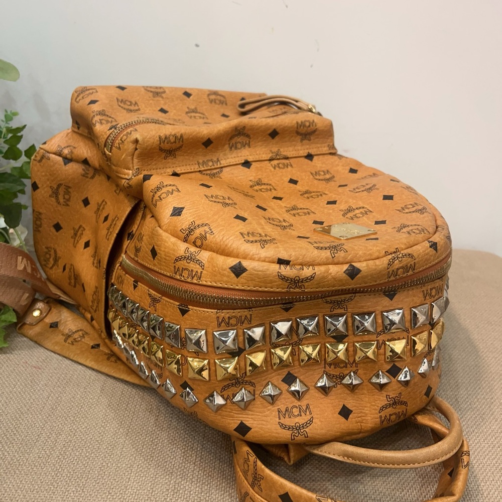 MCM Cognac Logo Backpack - Picture 10 of 14